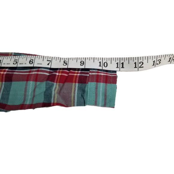 Buttons and Thread Boys Plaid Button Up Shirt Size 18M Red Green Cotton Preppy - Picture 8 of 8